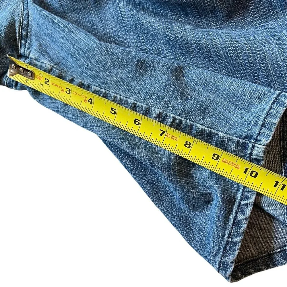 Lee Riders Mid Rise Denim Blue Short Womens Sz 18 M 5-Pocket Sparkle Details - Picture 8 of 10